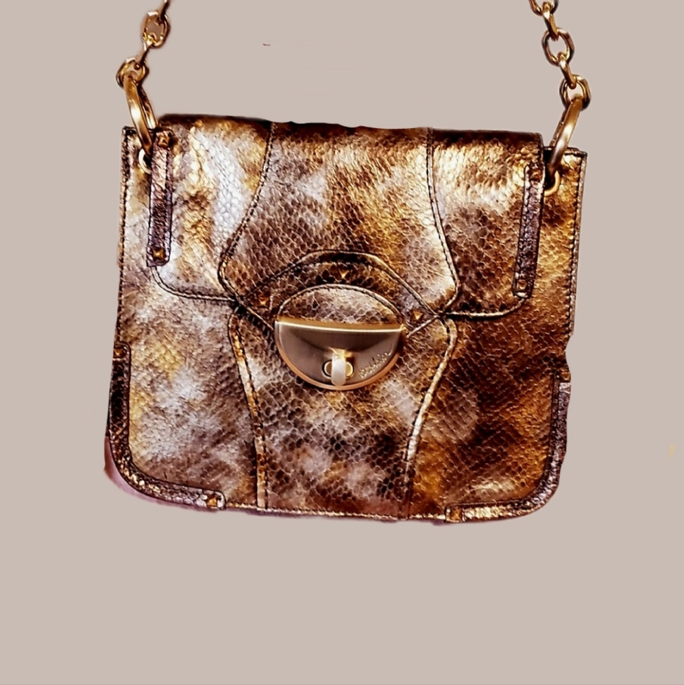 Botkier Met. Python Emb. Ltr Matte Gold Accents H… - image 2
